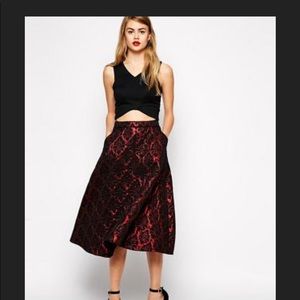 ASOS Premium Full Circle Midi Skirt in Jaquard